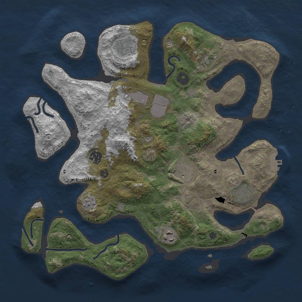 Rust Map: Procedural Map, Size: 3600, Seed: 9898, 12 Monuments
