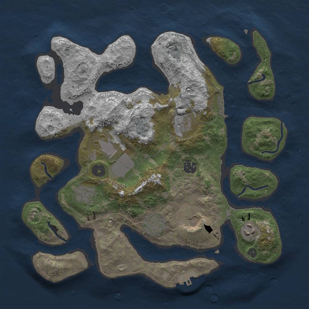 Rust Map: Procedural Map, Size: 3500, Seed: 73819370, 12 Monuments