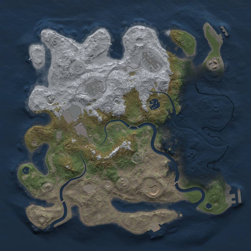 Rust Map: Procedural Map, Size: 3500, Seed: 73819370, 13 Monuments