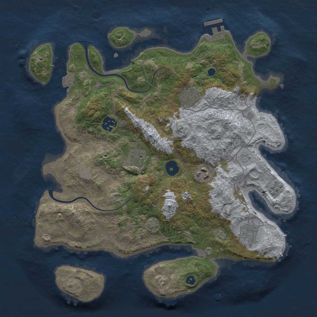 Rust Map: Procedural Map, Size: 3400, Seed: 983714401, 11 Monuments