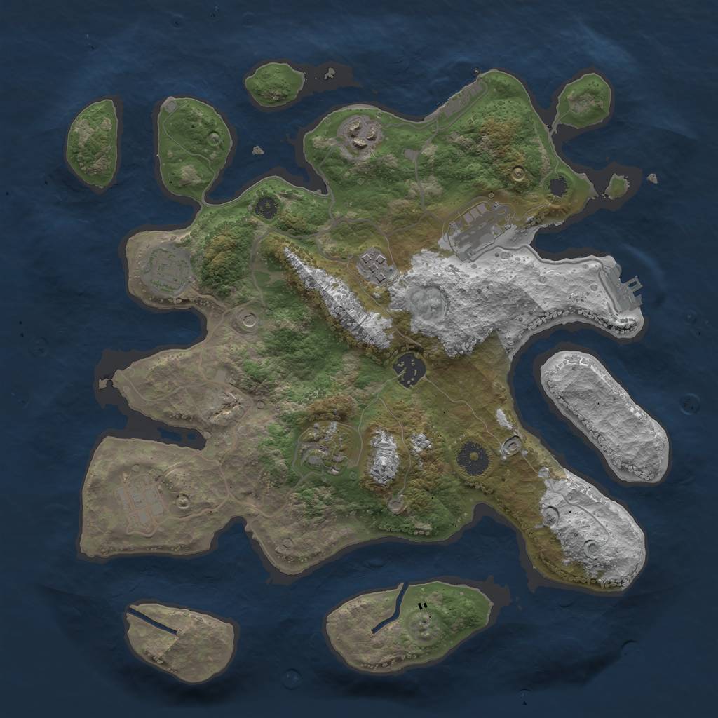 Rust Map: Procedural Map, Size: 3400, Seed: 983714401, 12 Monuments