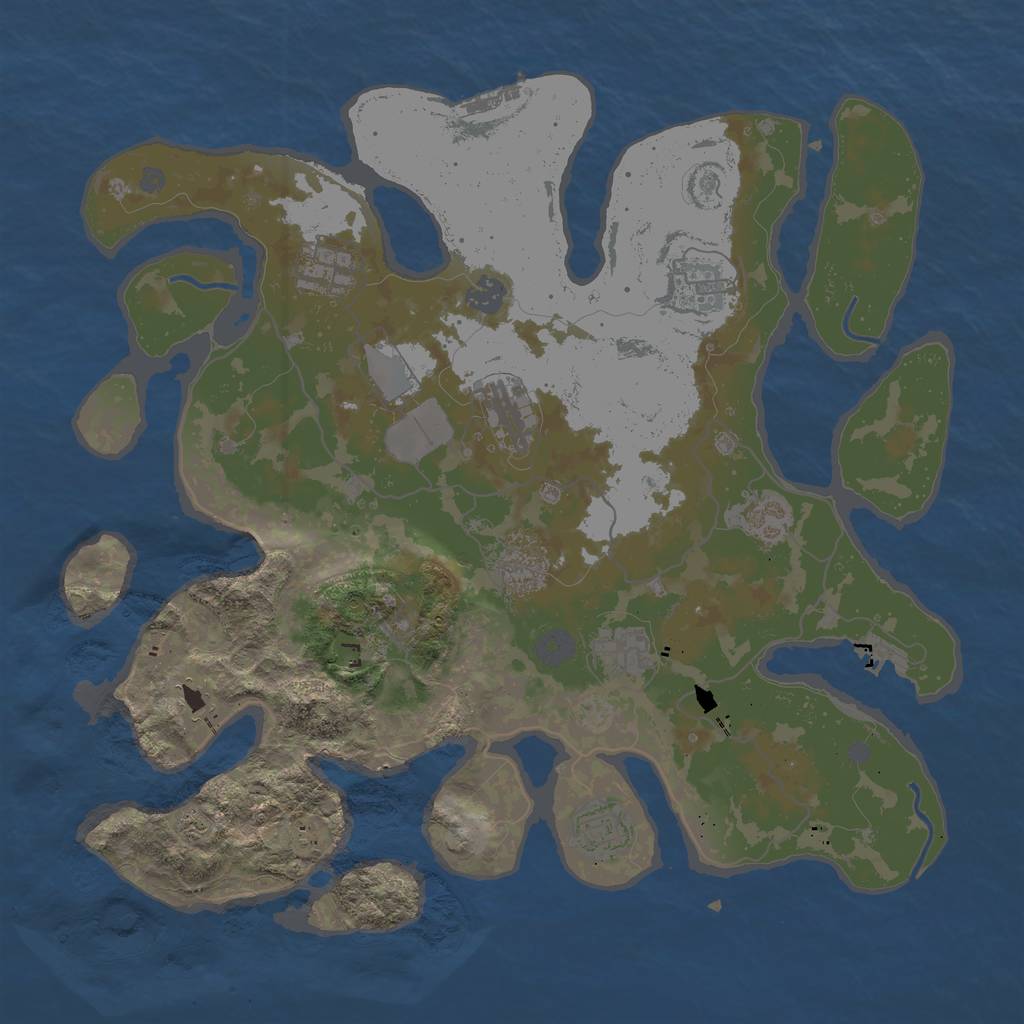 Rust Map: Procedural Map, Size: 4000, Seed: 75309, 16 Monuments