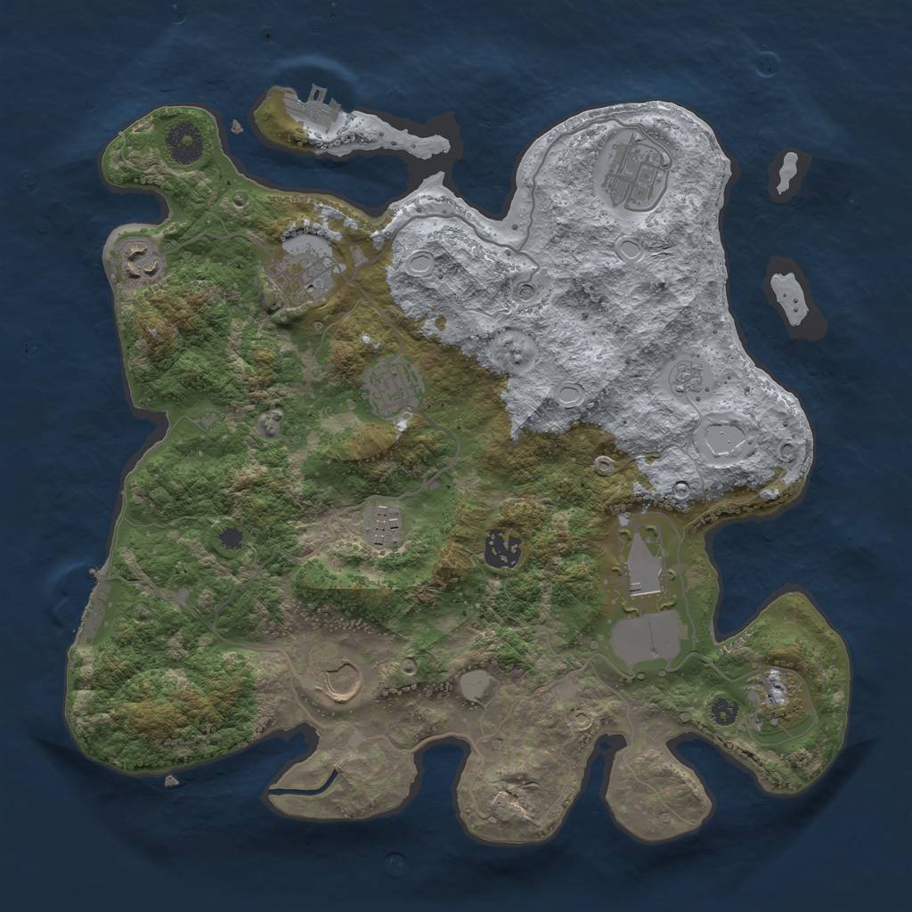 Rust Map: Procedural Map, Size: 3500, Seed: 15467952, 16 Monuments