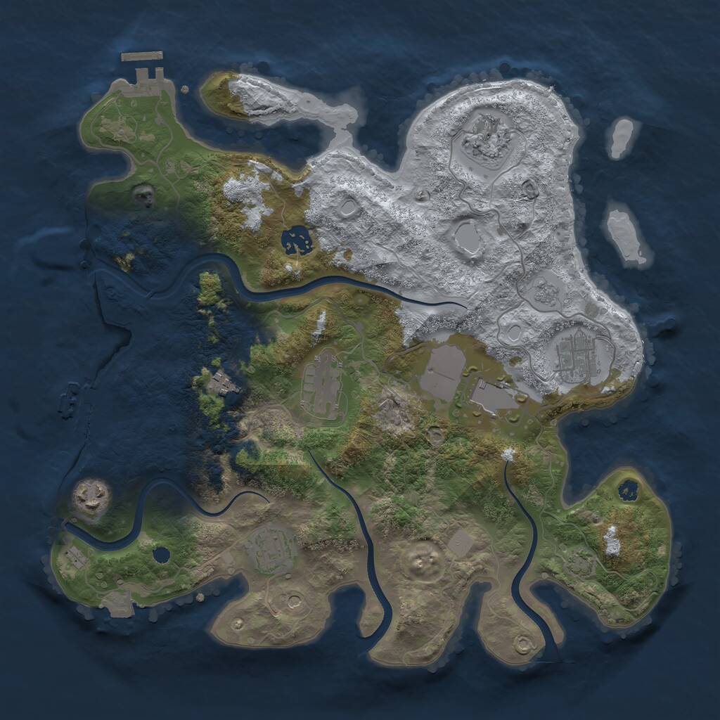 Rust Map: Procedural Map, Size: 3500, Seed: 15467952, 14 Monuments