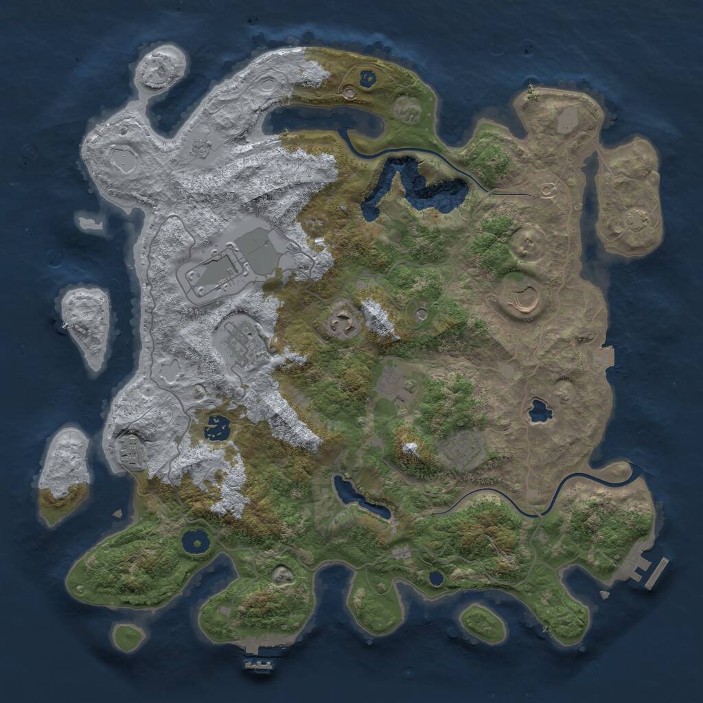 Rust Map: Procedural Map, Size: 4000, Seed: 1076394995, 14 Monuments