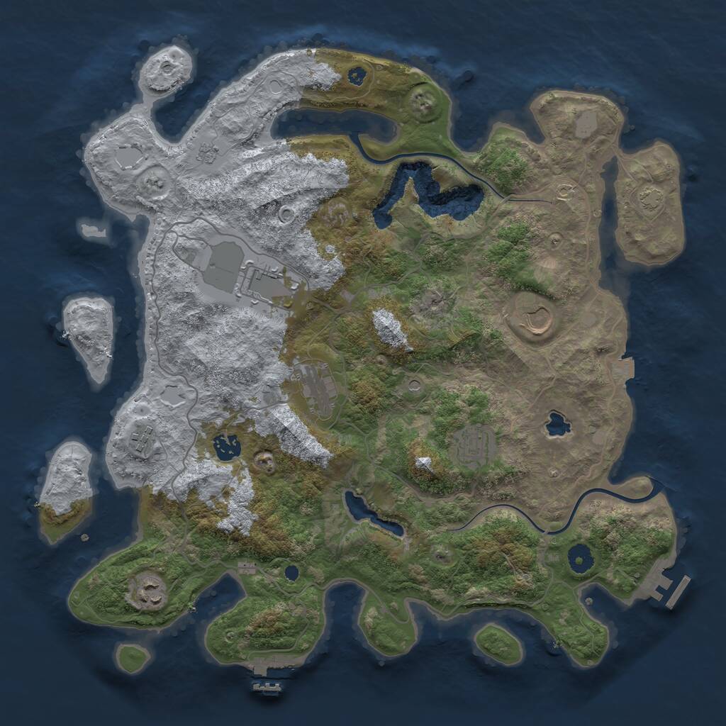 Rust Map: Procedural Map, Size: 4000, Seed: 1076394995, 13 Monuments