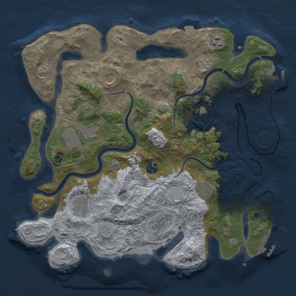 Rust Map: Procedural Map, Size: 3800, Seed: 6969691, 15 Monuments