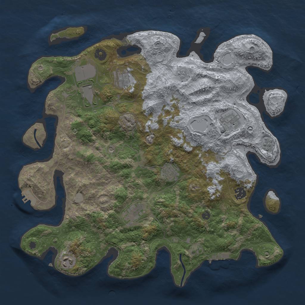 Rust Map: Procedural Map, Size: 3800, Seed: 132011, 16 Monuments