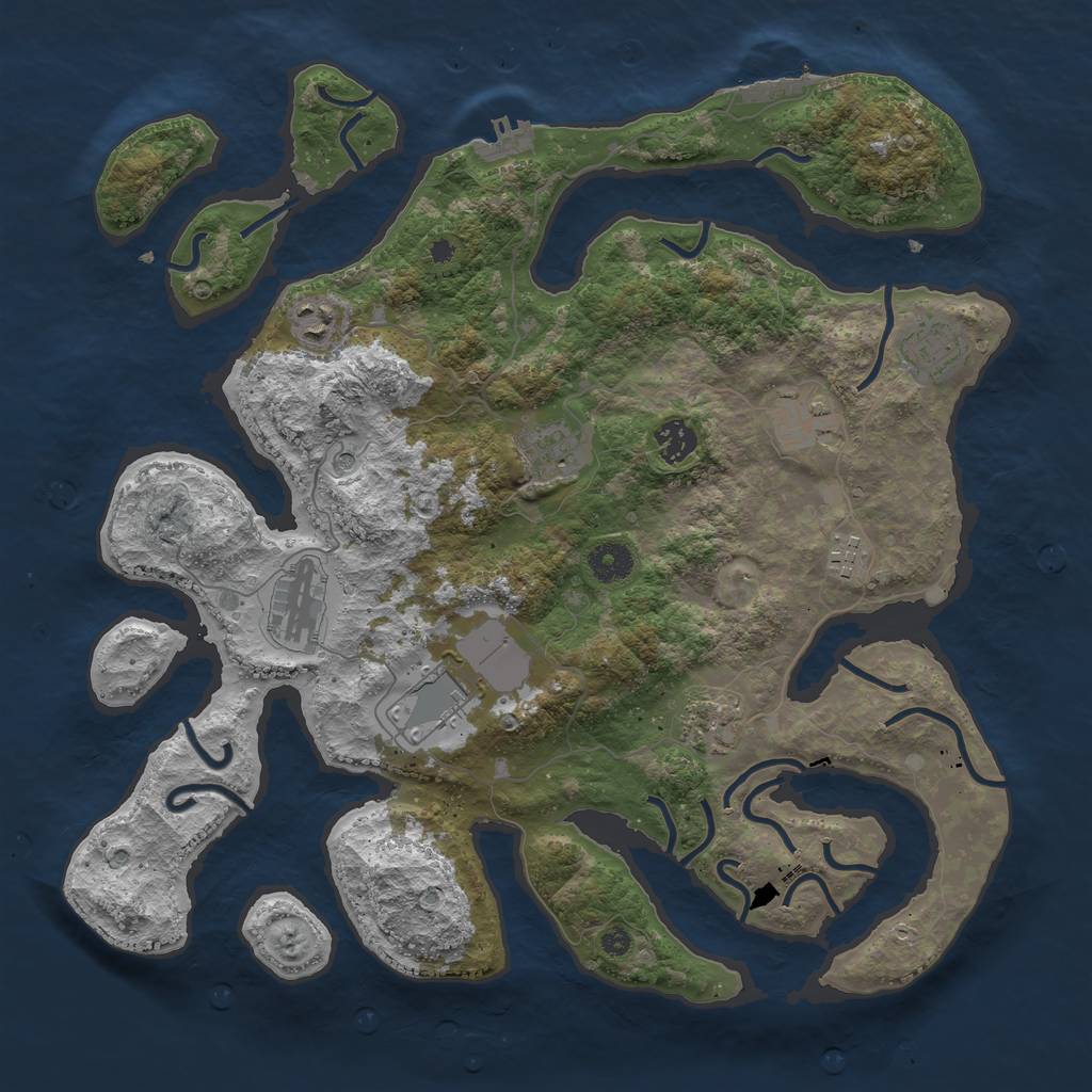 Rust Map: Procedural Map, Size: 3900, Seed: 544, 14 Monuments