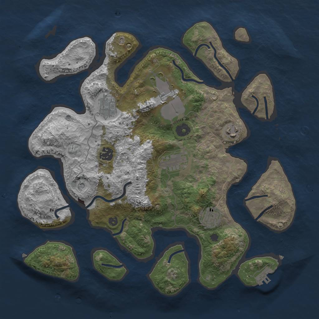 Rust Map: Procedural Map, Size: 3500, Seed: 17548, 10 Monuments