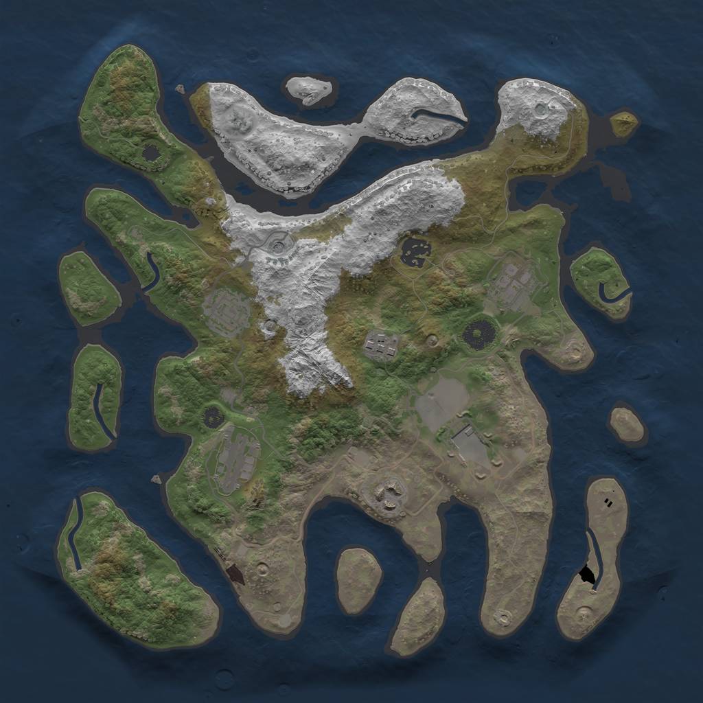Rust Map: Procedural Map, Size: 3500, Seed: 760056210, 10 Monuments