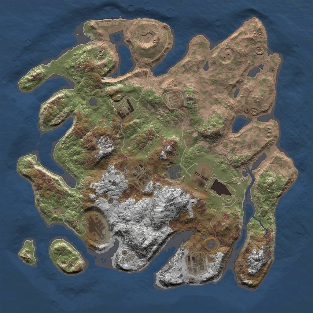 Rust Map: Procedural Map, Size: 3500, Seed: 233975, 13 Monuments