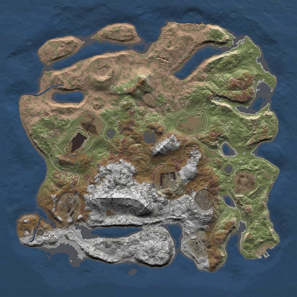 Rust Map: Procedural Map, Size: 3500, Seed: 2036704212, 15 Monuments