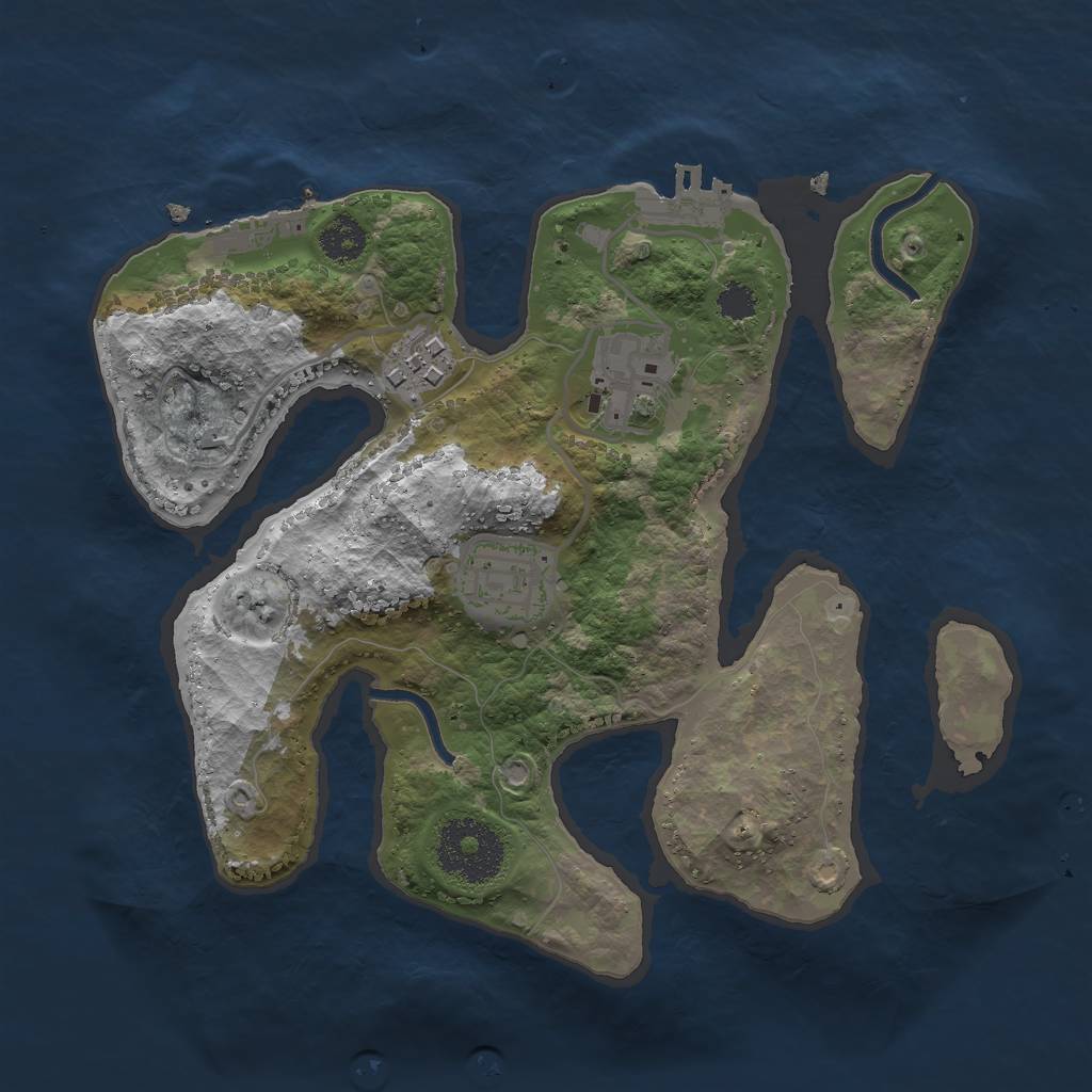 Rust Map: Procedural Map, Size: 2500, Seed: 444444, 7 Monuments