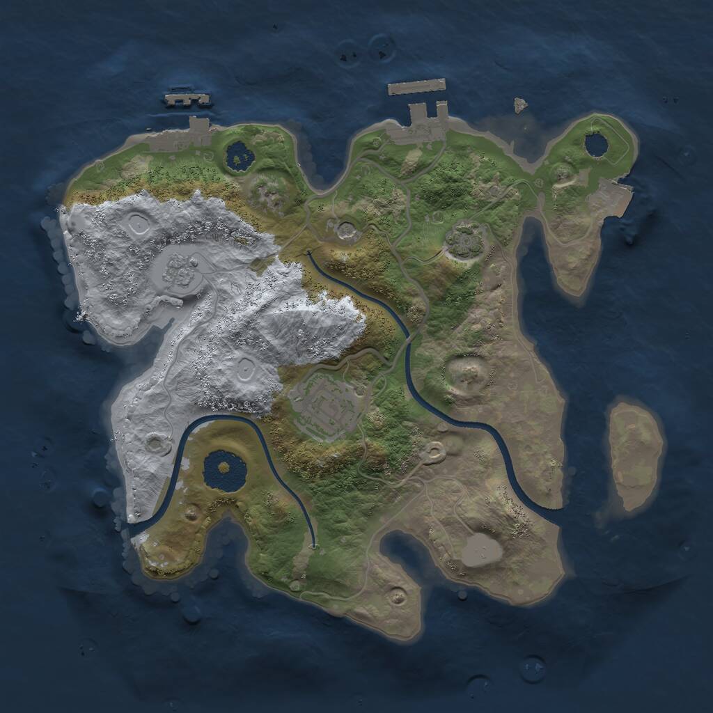 Rust Map: Procedural Map, Size: 2500, Seed: 444444, 7 Monuments