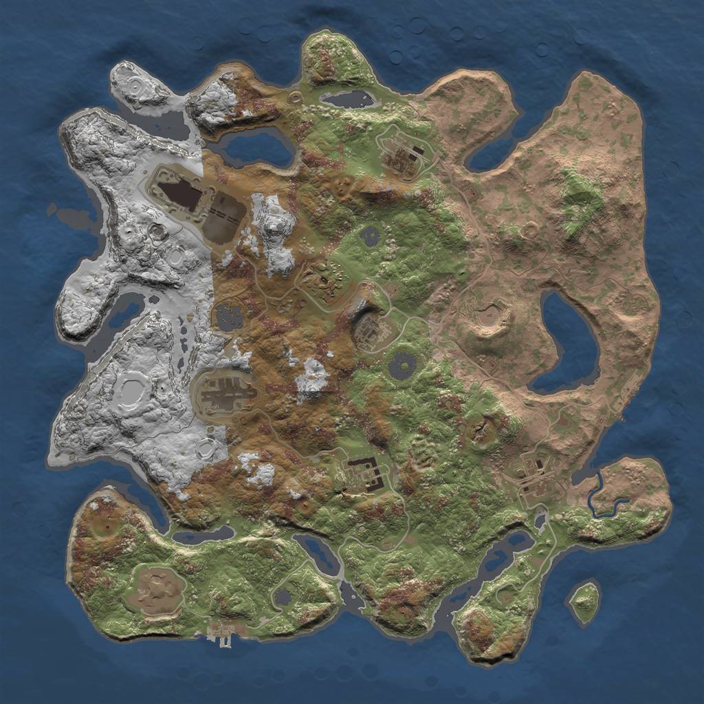 Rust Map: Procedural Map, Size: 3800, Seed: 256, 16 Monuments