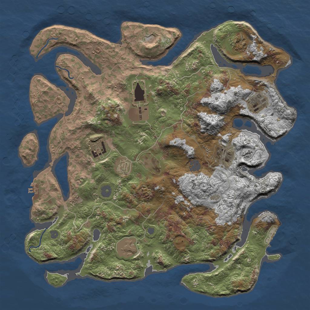 Rust Map: Procedural Map, Size: 4000, Seed: 270531075, 16 Monuments