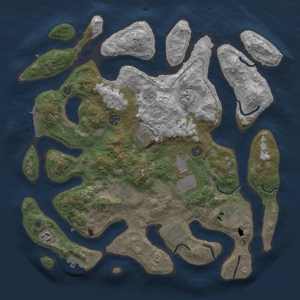 Rust Map: Procedural Map, Size: 4000, Seed: 20991595, 14 Monuments