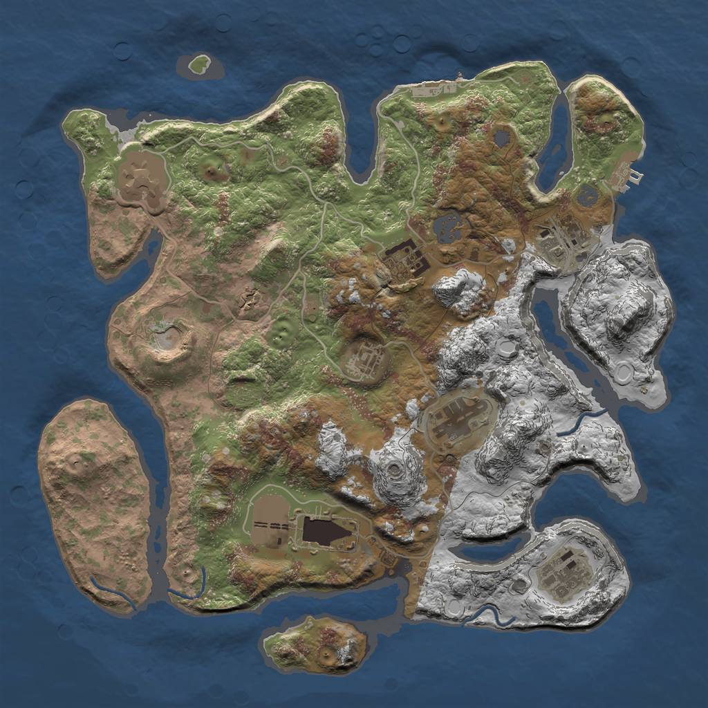 Rust Map: Procedural Map, Size: 3500, Seed: 997159, 15 Monuments