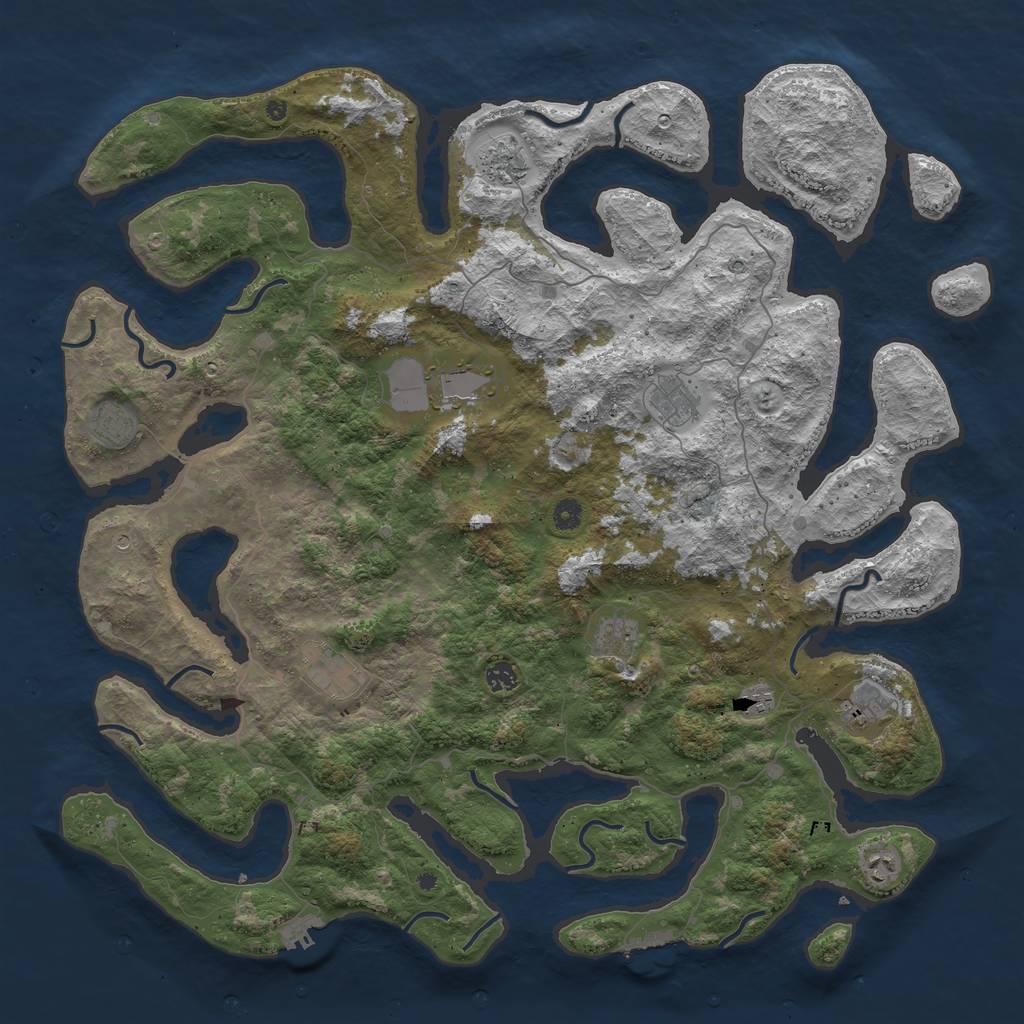 Rust Map: Procedural Map, Size: 5000, Seed: 68889, 15 Monuments