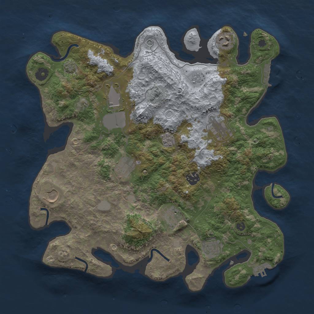 Rust Map: Procedural Map, Size: 3600, Seed: 5718, 17 Monuments