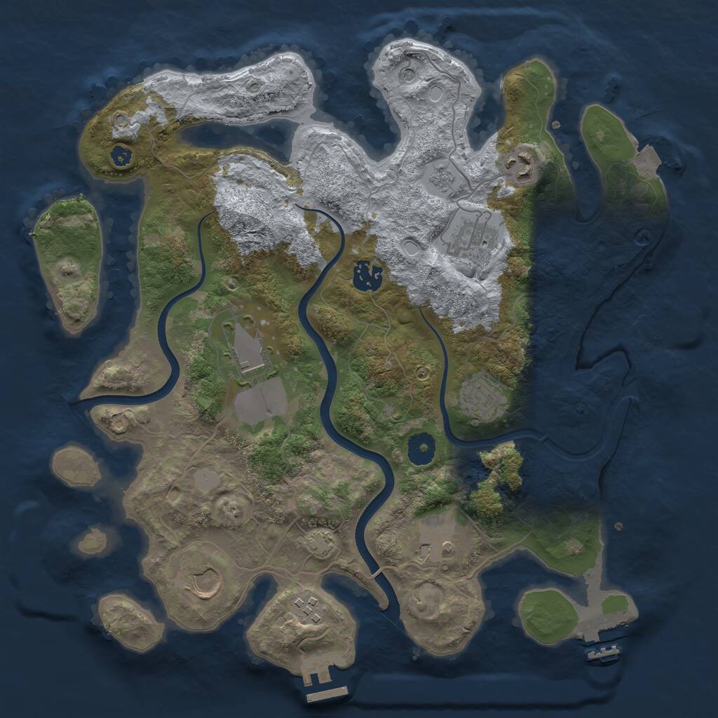 Rust Map: Procedural Map, Size: 3500, Seed: 1057437469, 14 Monuments