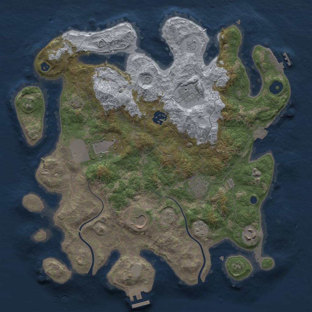 Rust Map: Procedural Map, Size: 3500, Seed: 1057437469, 13 Monuments