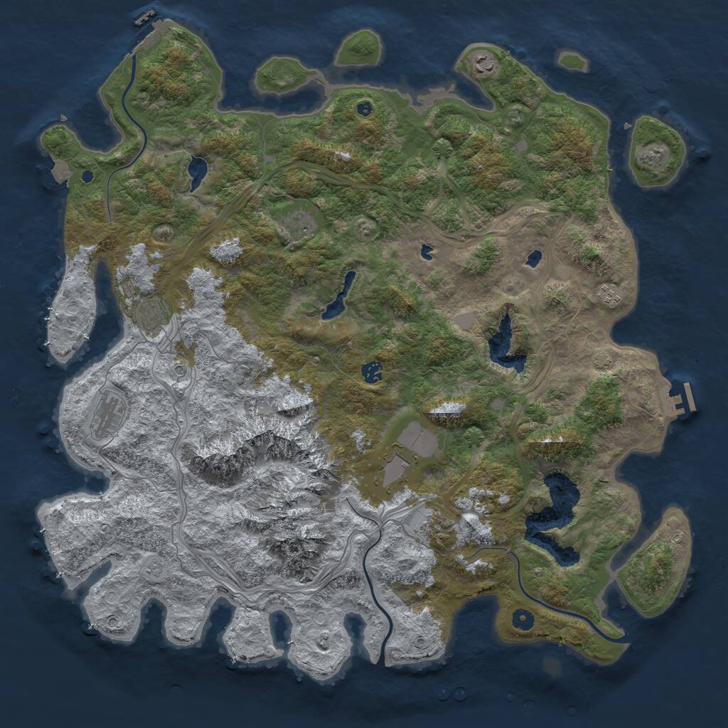 Rust Map: Procedural Map, Size: 5000, Seed: 1119, 14 Monuments