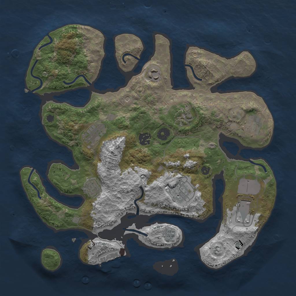 Rust Map: Procedural Map, Size: 3500, Seed: 1523615, 13 Monuments