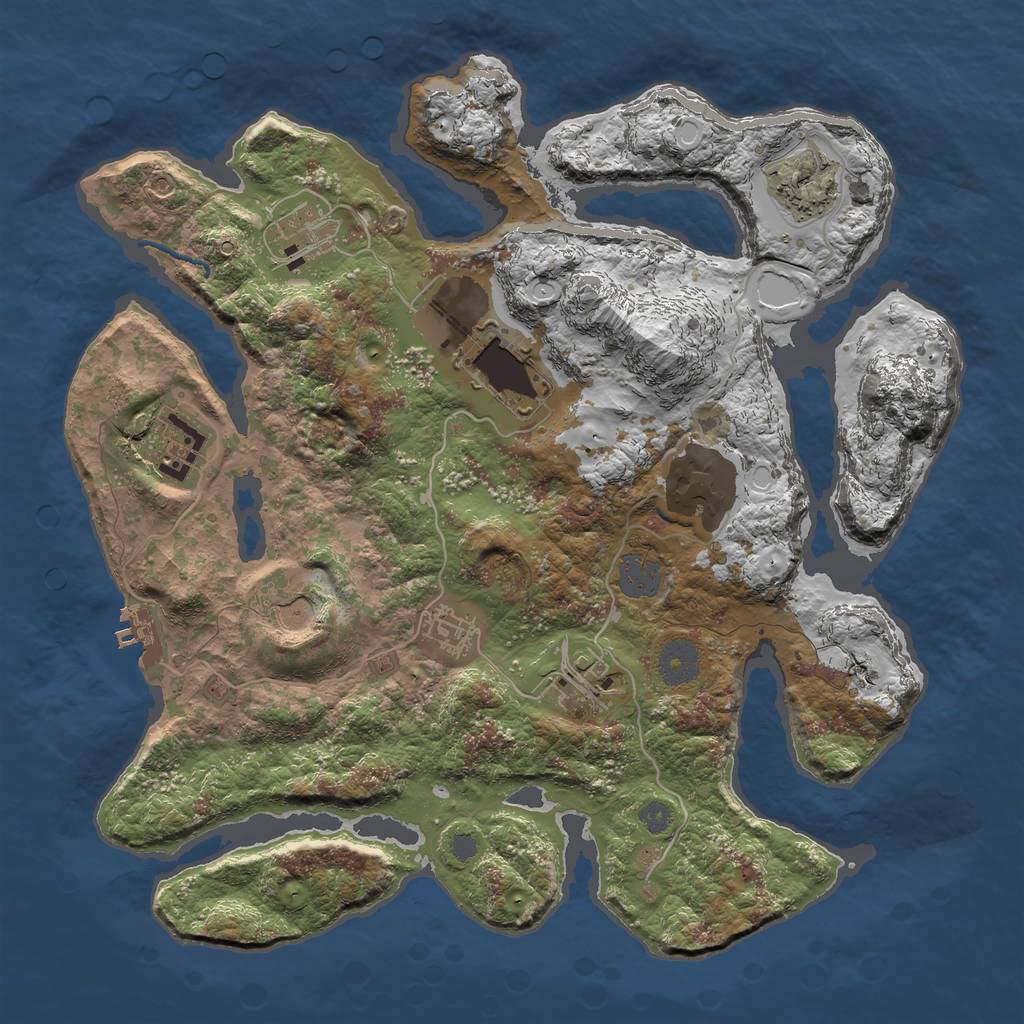 Rust Map: Procedural Map, Size: 3500, Seed: 216877442, 14 Monuments