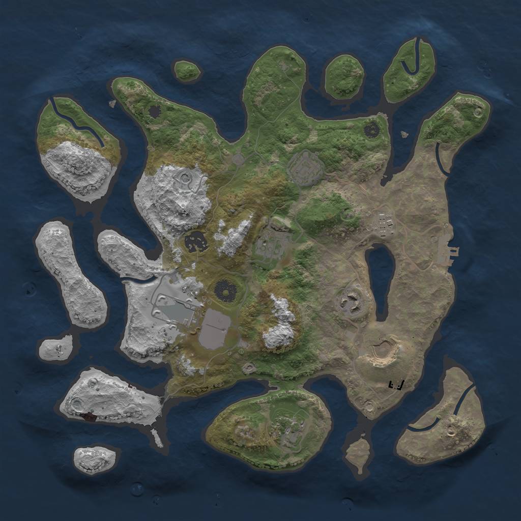 Rust Map: Procedural Map, Size: 3500, Seed: 1724079239, 12 Monuments