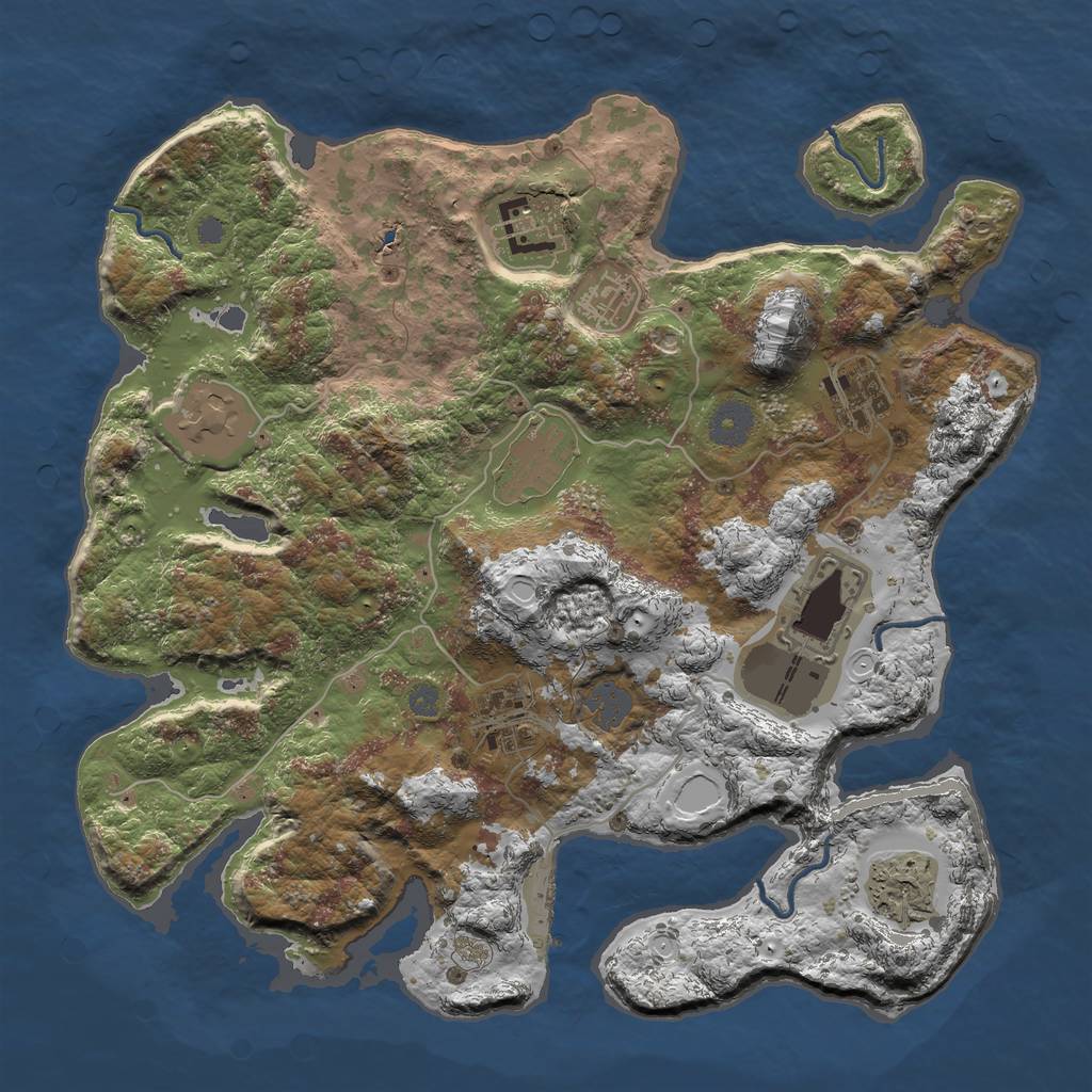 Rust Map: Procedural Map, Size: 3600, Seed: 114, 14 Monuments