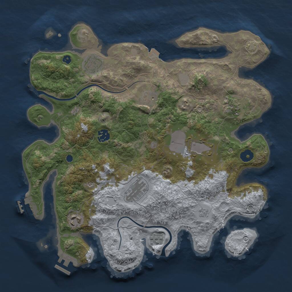 Rust Map: Procedural Map, Size: 3500, Seed: 79173, 14 Monuments