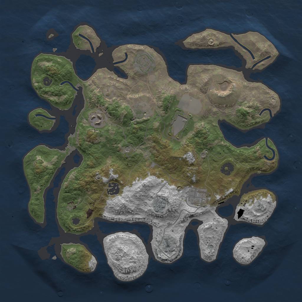 Rust Map: Procedural Map, Size: 3500, Seed: 79173, 11 Monuments