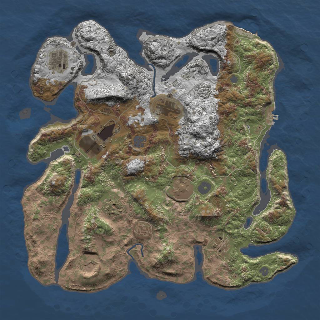 Rust Map: Procedural Map, Size: 3800, Seed: 3456367, 15 Monuments