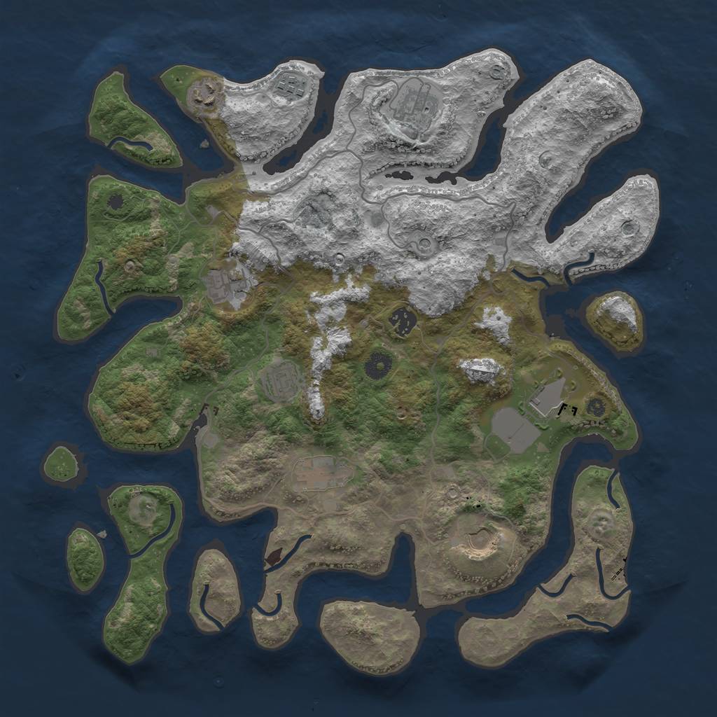 Rust Map: Procedural Map, Size: 4000, Seed: 28951414, 12 Monuments