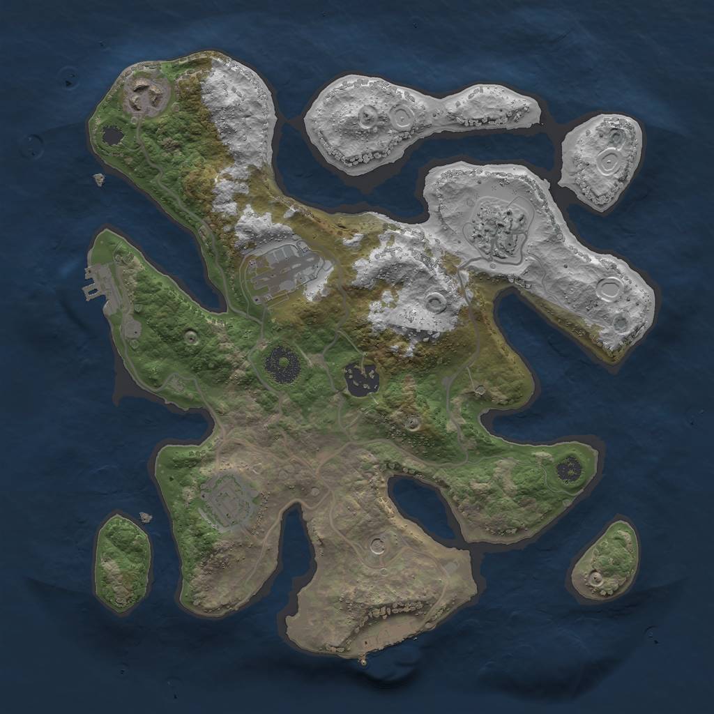 Rust Map: Procedural Map, Size: 3000, Seed: 2030735624, 13 Monuments