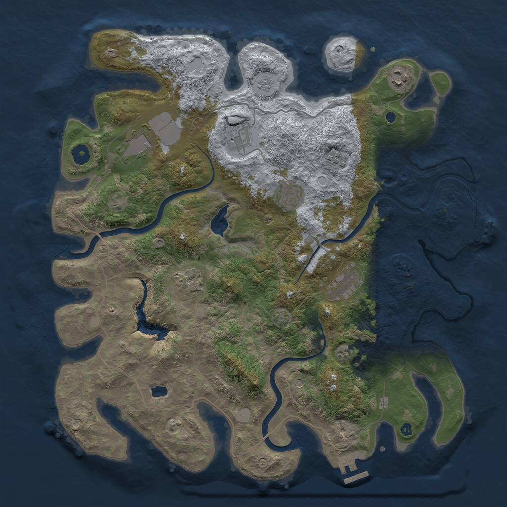 Rust Map: Procedural Map, Size: 4000, Seed: 511166498, 13 Monuments