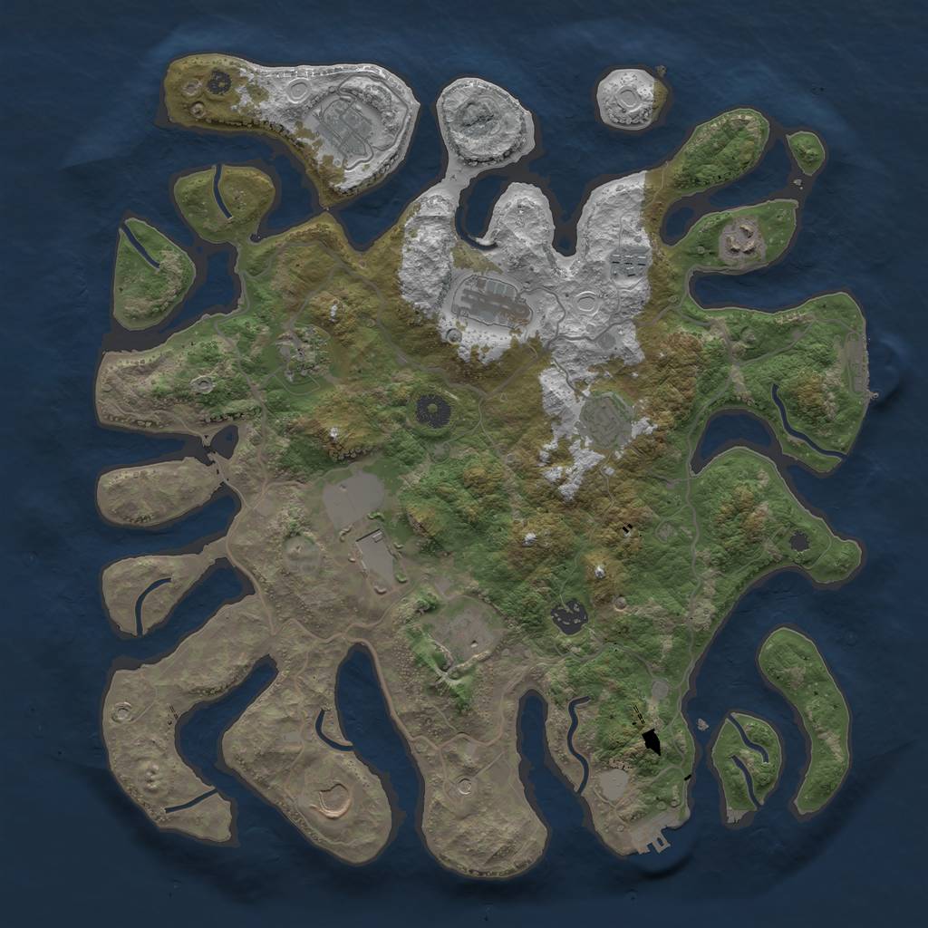 Rust Map: Procedural Map, Size: 4000, Seed: 511166498, 18 Monuments