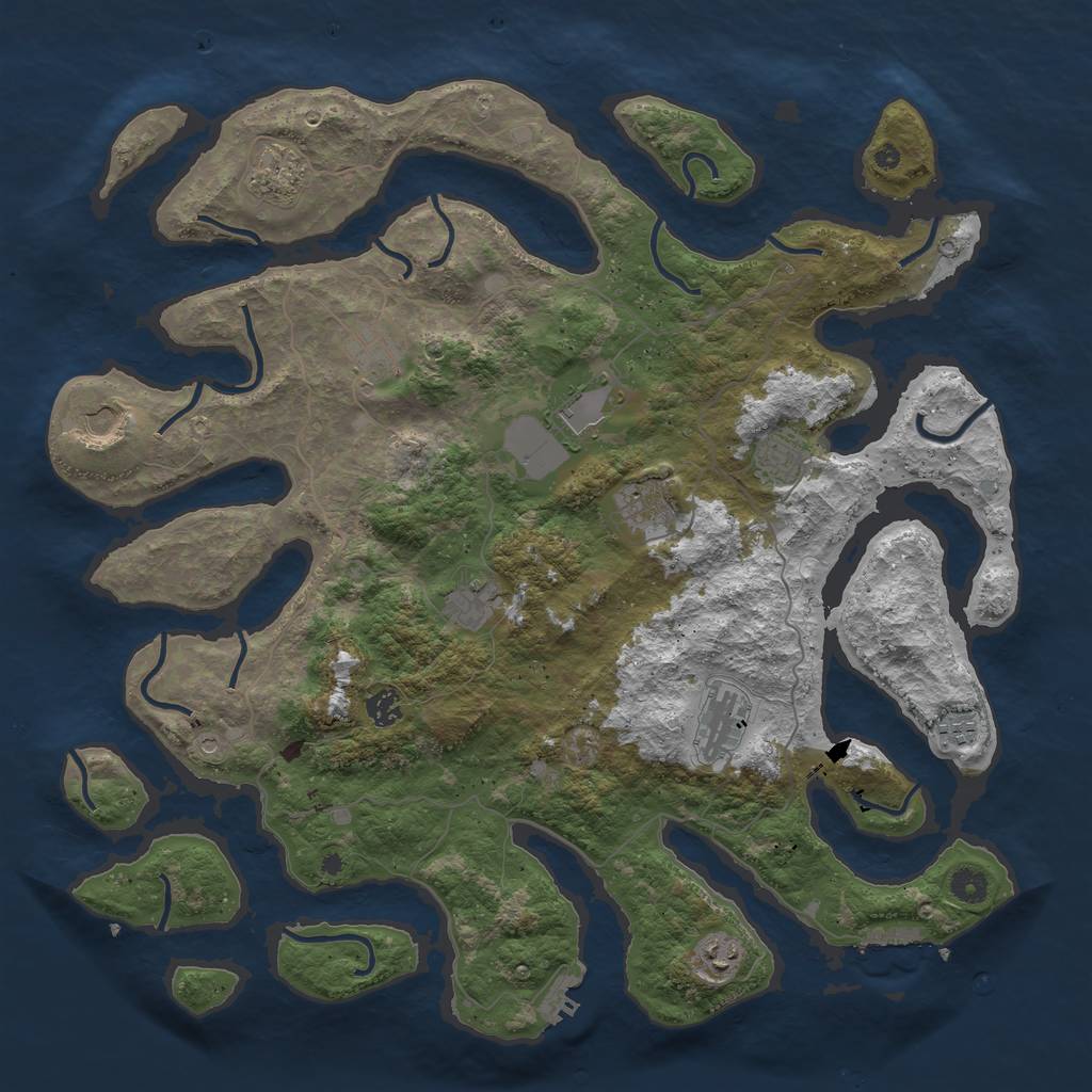 Rust Map: Procedural Map, Size: 4500, Seed: 2000365, 16 Monuments