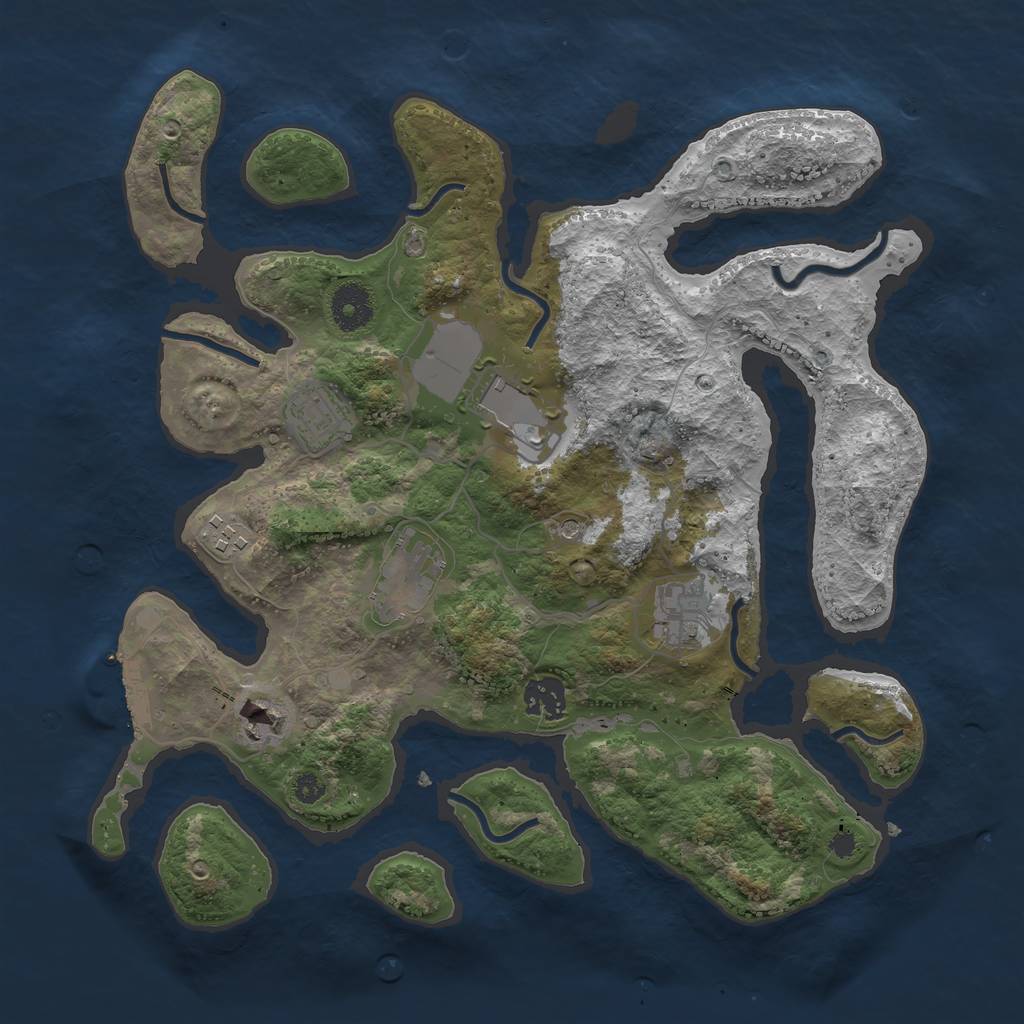 Rust Map: Procedural Map, Size: 3500, Seed: 874519, 11 Monuments
