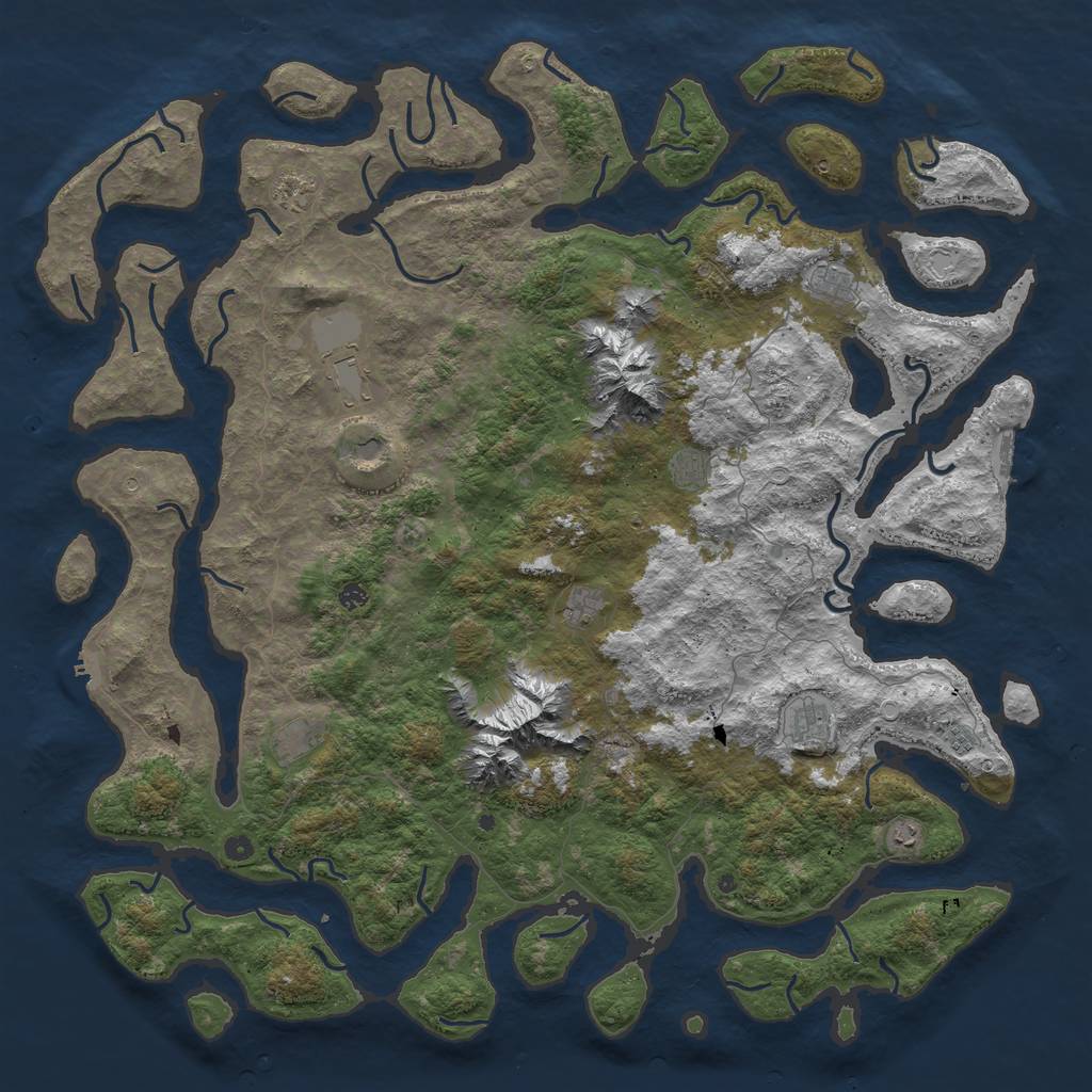 Rust Map: Procedural Map, Size: 6000, Seed: 58265344, 19 Monuments