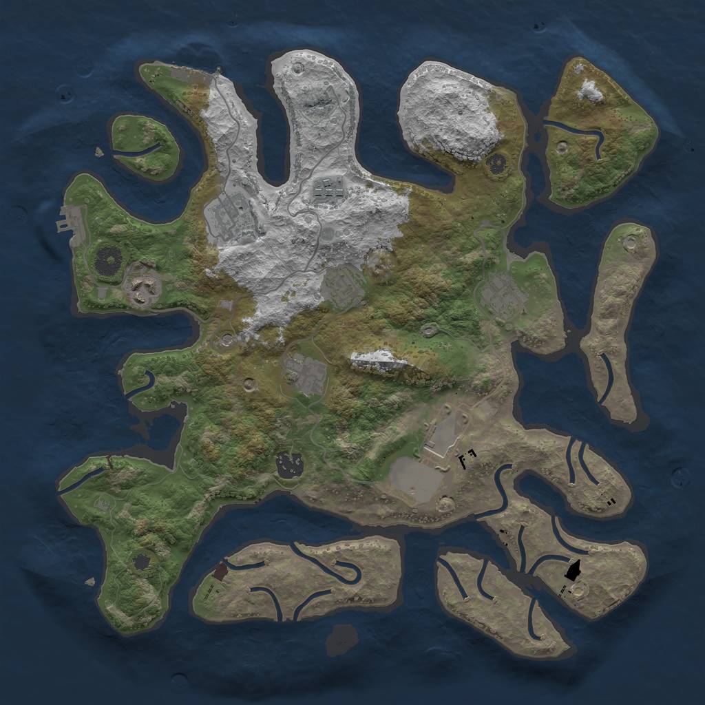 Rust Map: Procedural Map, Size: 3700, Seed: 19145, 13 Monuments
