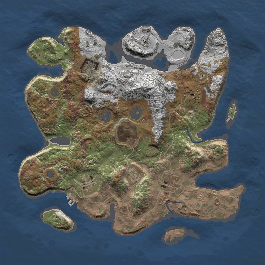Rust Map: Procedural Map, Size: 3200, Seed: 374, 12 Monuments