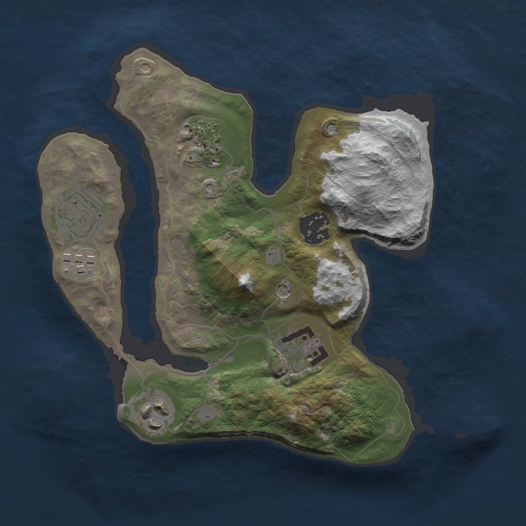 Rust Map: Barren, Size: 2500, Seed: 1122, 9 Monuments