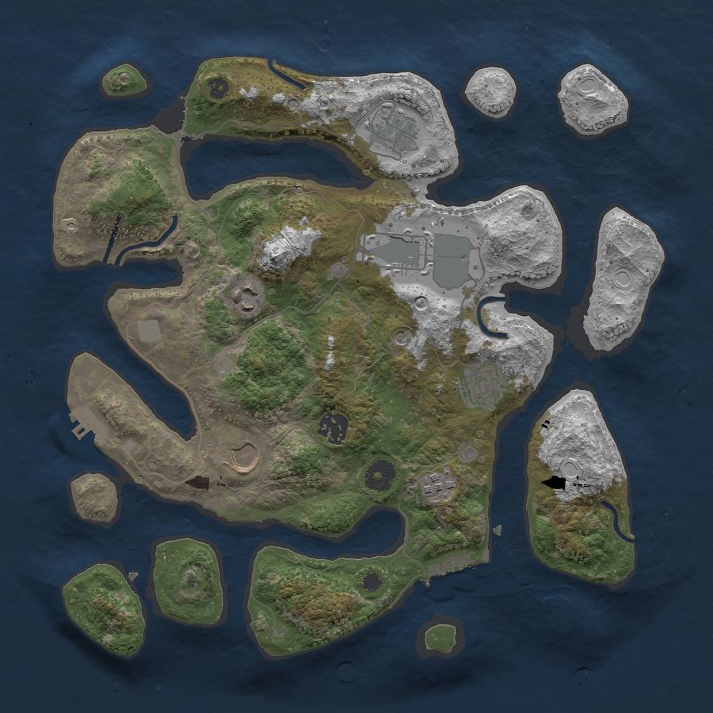 Rust Map: Procedural Map, Size: 3500, Seed: 8542345, 15 Monuments