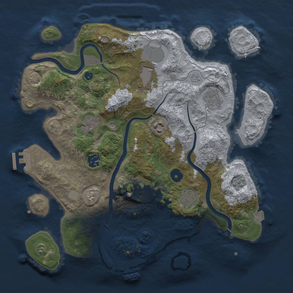 Rust Map: Procedural Map, Size: 3500, Seed: 8542345, 14 Monuments