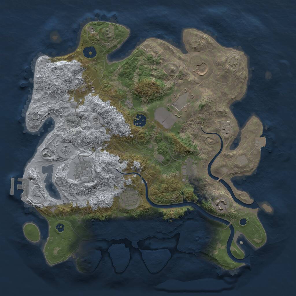 Rust Map: Procedural Map, Size: 3500, Seed: 1124637824, 14 Monuments