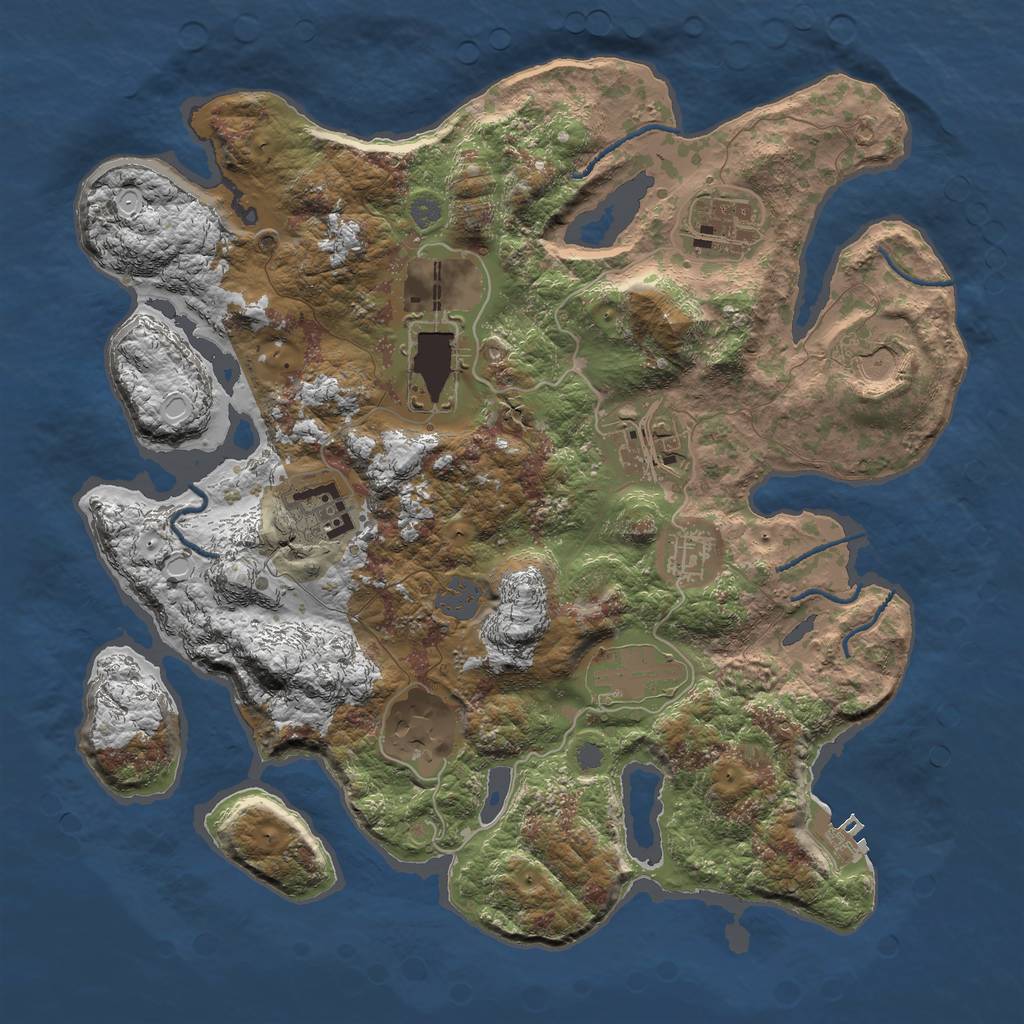 Rust Map: Procedural Map, Size: 3500, Seed: 1124637824, 14 Monuments