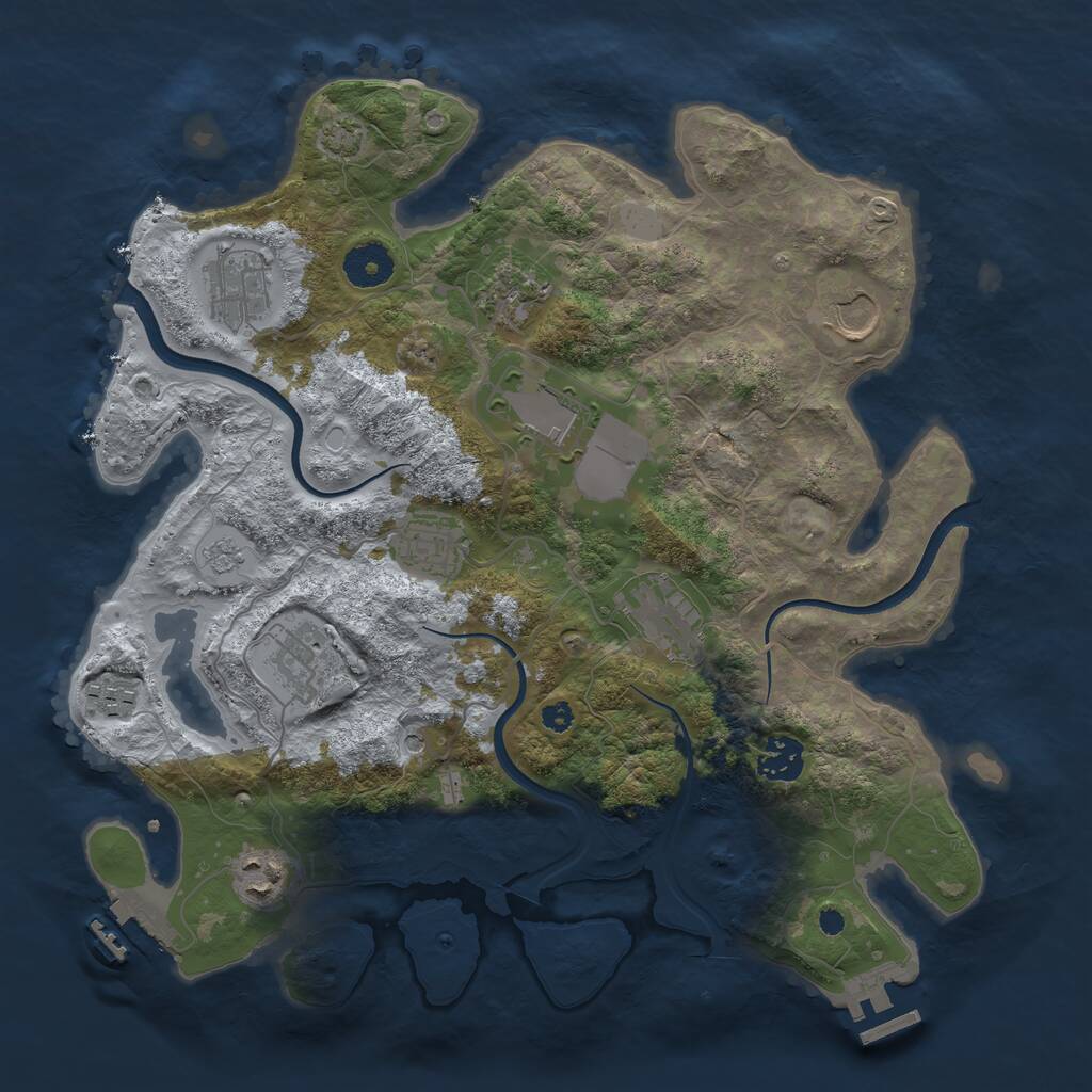 Rust Map: Procedural Map, Size: 3500, Seed: 1124637824, 16 Monuments